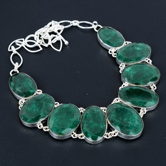 Handmade Zambian Emerald Necklace: Faceted 925 Sterling Silver, Adjustable