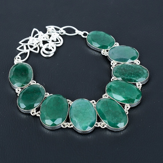 Handmade Zambian Emerald Necklace: Faceted Sterling Silver, Adjustable