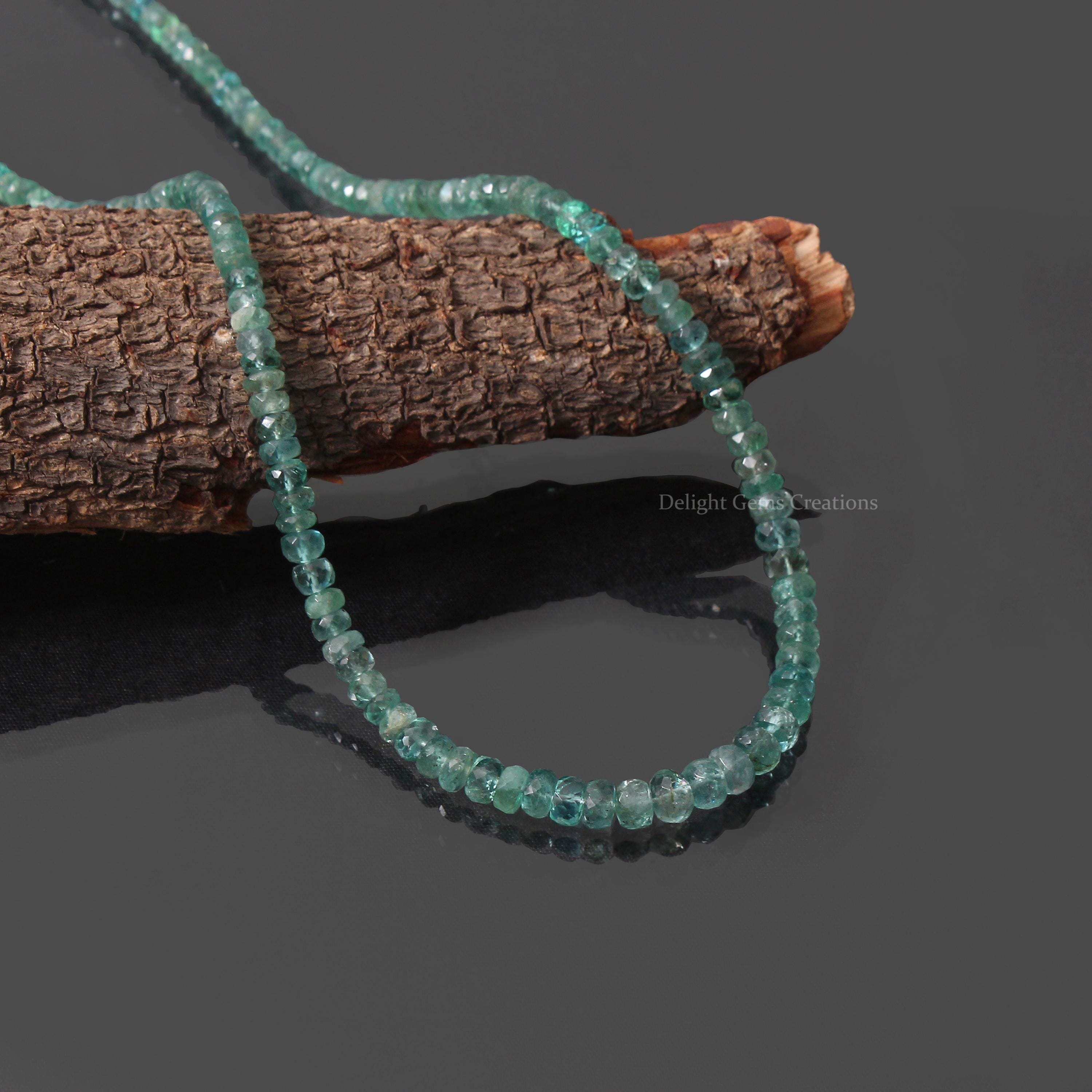 Natural Emerald Beaded Necklace, 4mm-6mm Emerald Faceted Rondelle Beads, May Birthstone, Precious Gemstone Jewelry, Beautiful Gift For Her