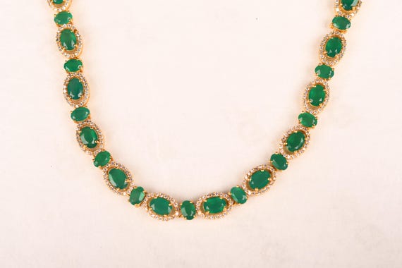 Natural Emerald Necklace, Bridal Jewelry, Anniversary Gifts For Love