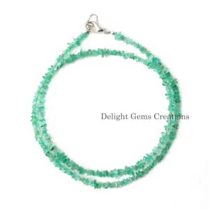 Natural Emerald Chip Beaded Necklace | Authentic Gemstone Jewelry | Raw Emerald Chip Necklace for Women | Green Emerald Chip Choker Necklace