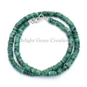 Natural Emerald Heishi Bead Necklace, 6mm, Beaded Jewelry
