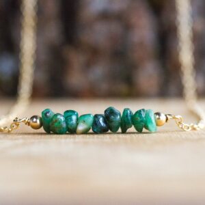 Raw Emerald Necklace - Emerald Necklace - May Birthstone Necklace - Taurus Necklace - May Birthstone Jewelry - Raw Crystal Necklace