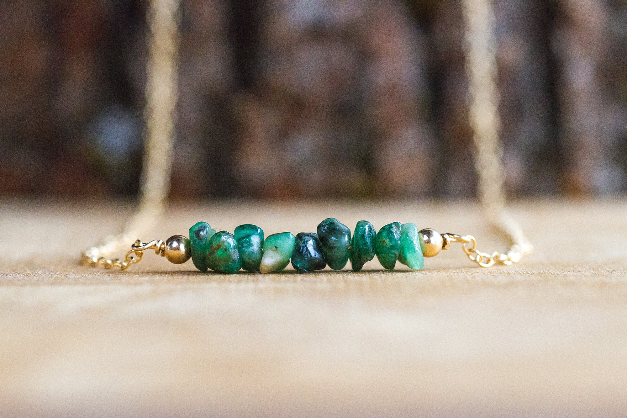Raw Emerald Necklace - Emerald Necklace - May Birthstone Necklace - Taurus Necklace - May Birthstone Jewelry - Raw Crystal Necklace