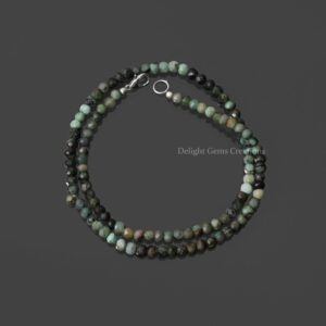 Shaded Emerald Beaded Necklace, 5mm Faceted Rondelle, 18 inch