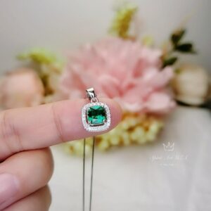 Tiny Square Green Emerald Necklace Sterling Silver May Birthstone 6 Mm Emerald Jewelry 043