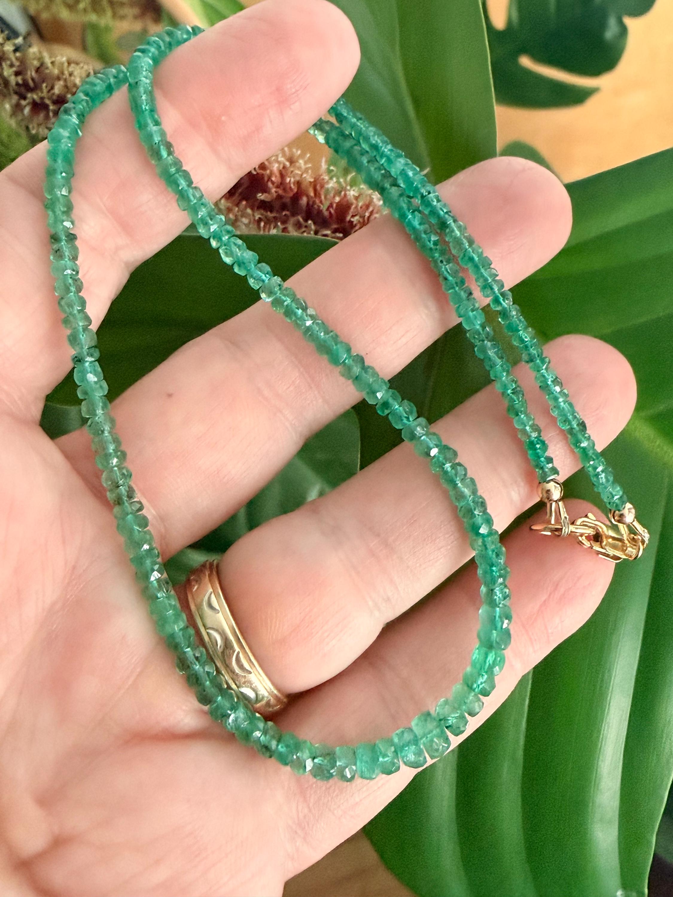 Emerald Necklace, Zambian Emerald Necklace, Delicate Emerald Choker, Genuine Emerald