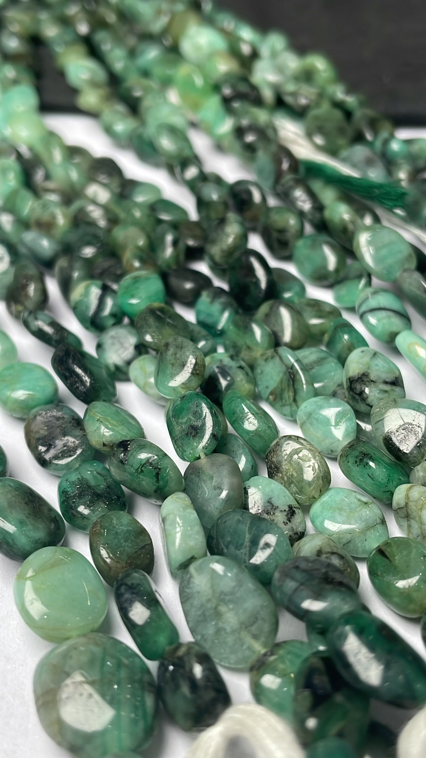 Aaa Natural Emerald , Smooth Oval 7 / 10 Mm , 12 Inches Strand Beads , For Making Jewelry & Craft
