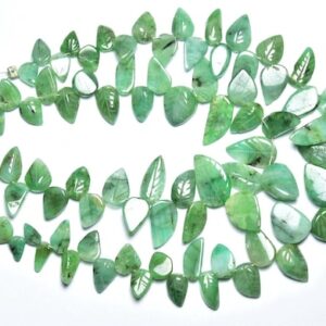 Emerald Carving Leaves Beads - 7.50 inches - Natural Emerald Hand Carved Leaves Bead - Size is 5x6 - 8x13 mm #480 Emerald Carving Leaves Beads - 7.50 inches - Natural Emerald Hand Carved Leaves Bead - Size is 5x6 - 8x13 mm #480