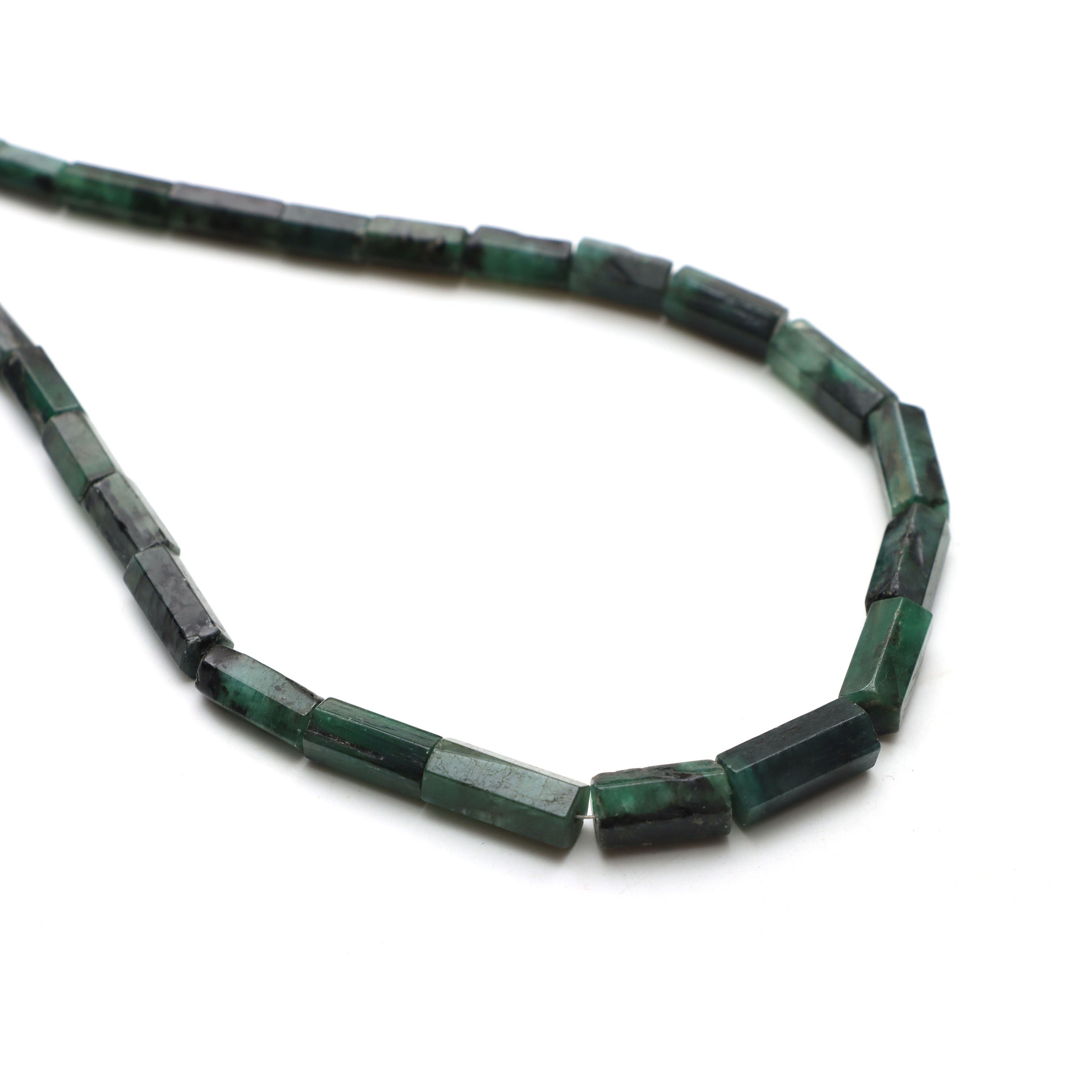 Emerald Faceted Cylinder Beads, 4x8.5 Mm To 7x16 Mm, Emerald Jewelry Making Beads, Emerald Beads, 20 Inches Full Strand, Price Per Strand