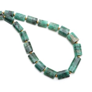 Emerald Faceted Cylinder Beads, 9.5x11.5 Mm To 10.5x24 Mm, Emerald Jewelry Making Beads, Emerald Beads, 18 Inches Strand, Price Per Strand Emerald Faceted Cylinder Beads, 9.5x11.5 Mm To 10.5x24 Mm, Emerald Jewelry Making Beads, Emerald Beads, 18 Inches Strand, Price Per Strand