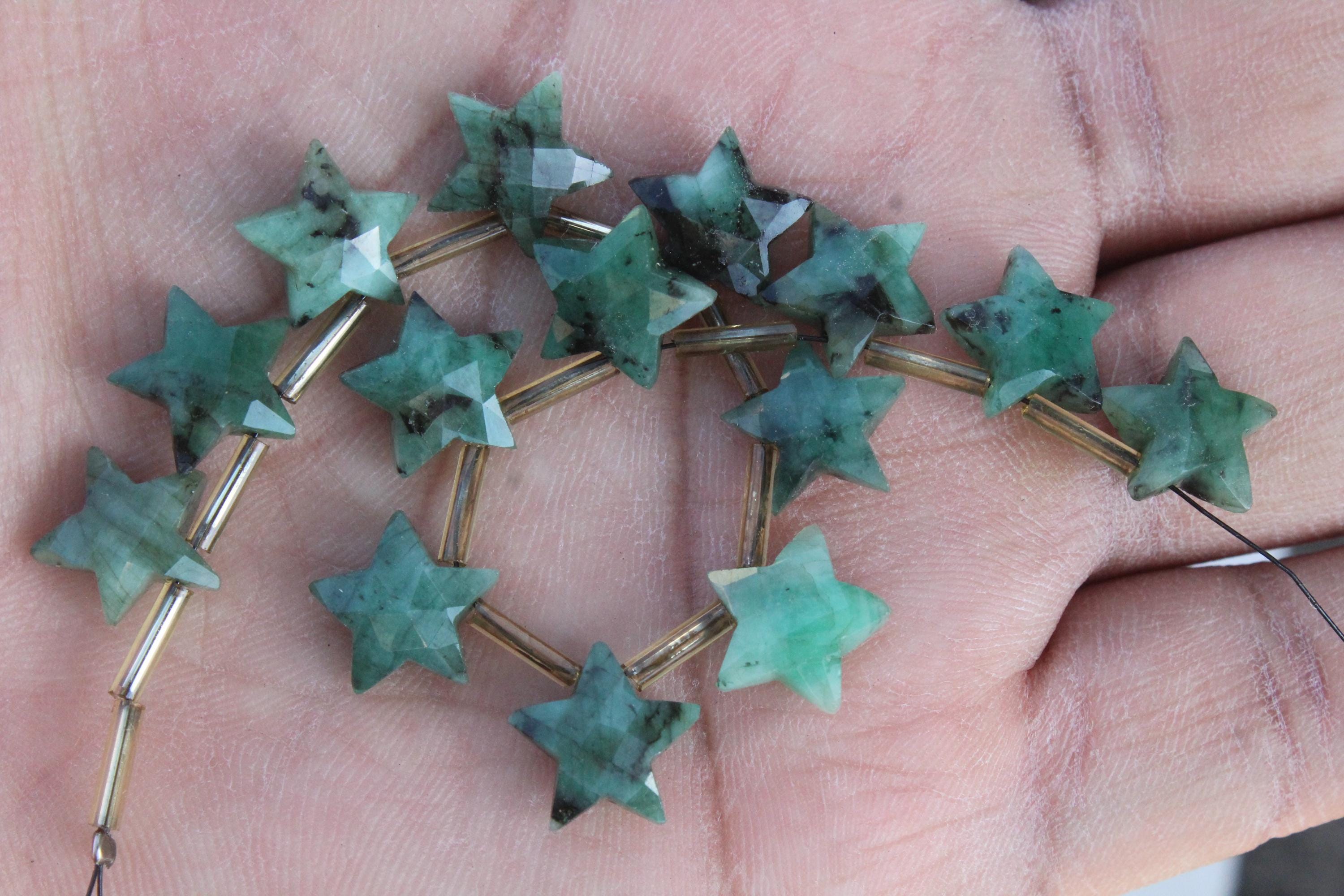 Emerald Gemstone Faceted Briolette Beads I 14-piece Crescent-star I Size- 12 Mm App I Jewelry Setting (c90)