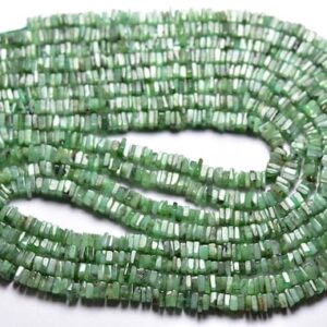 Emerald Heishi Beads - 16 inches - Natural Smooth Emerald Heishi Square Shape Beads - Size is 4-4.5 mm #1401 Emerald Heishi Beads - 16 inches - Natural Smooth Emerald Heishi Square Shape Beads - Size is 4-4.5 mm #1401