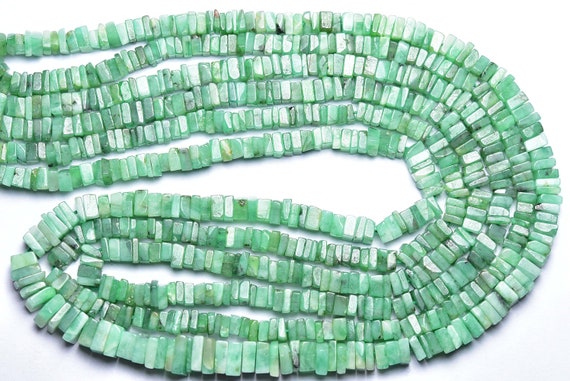 Emerald Heishi Beads - 16 Inches - Natural Smooth Emerald Heishi Square Shape Beads - Size Is 4-4.5 Mm #1405