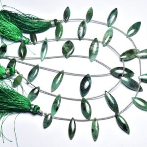 Emerald Marquise Beads - 7.5 inches - Natural Super Quality Emerald Smooth Natural Color Emerald Briolette - Size is 6x15 - 8x21 mm #2850 Emerald Marquise Beads - 7.5 inches - Natural Super Quality Emerald Smooth Natural Color Emerald Briolette - Size is 6x15 - 8x21 mm #2850