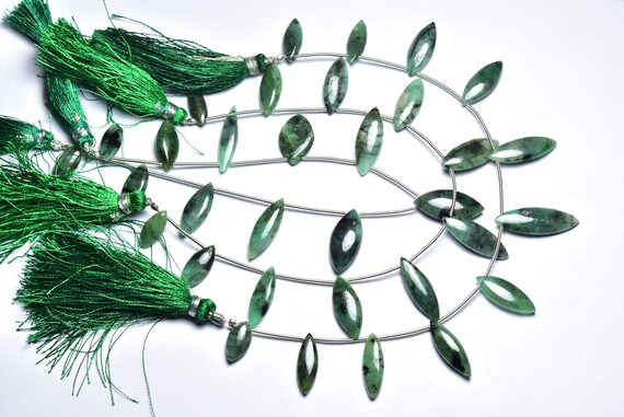 Emerald Marquise Beads - 7.5 Inches - Natural Super Quality Emerald Smooth Natural Color Emerald Briolette - Size Is 6x15 - 8x21 Mm #2850 Emerald Marquise Beads - 7.5 Inches - Natural Super Quality Emerald Smooth Natural Color Emerald Briolette - Size Is 6x15 - 8x21 Mm #2850