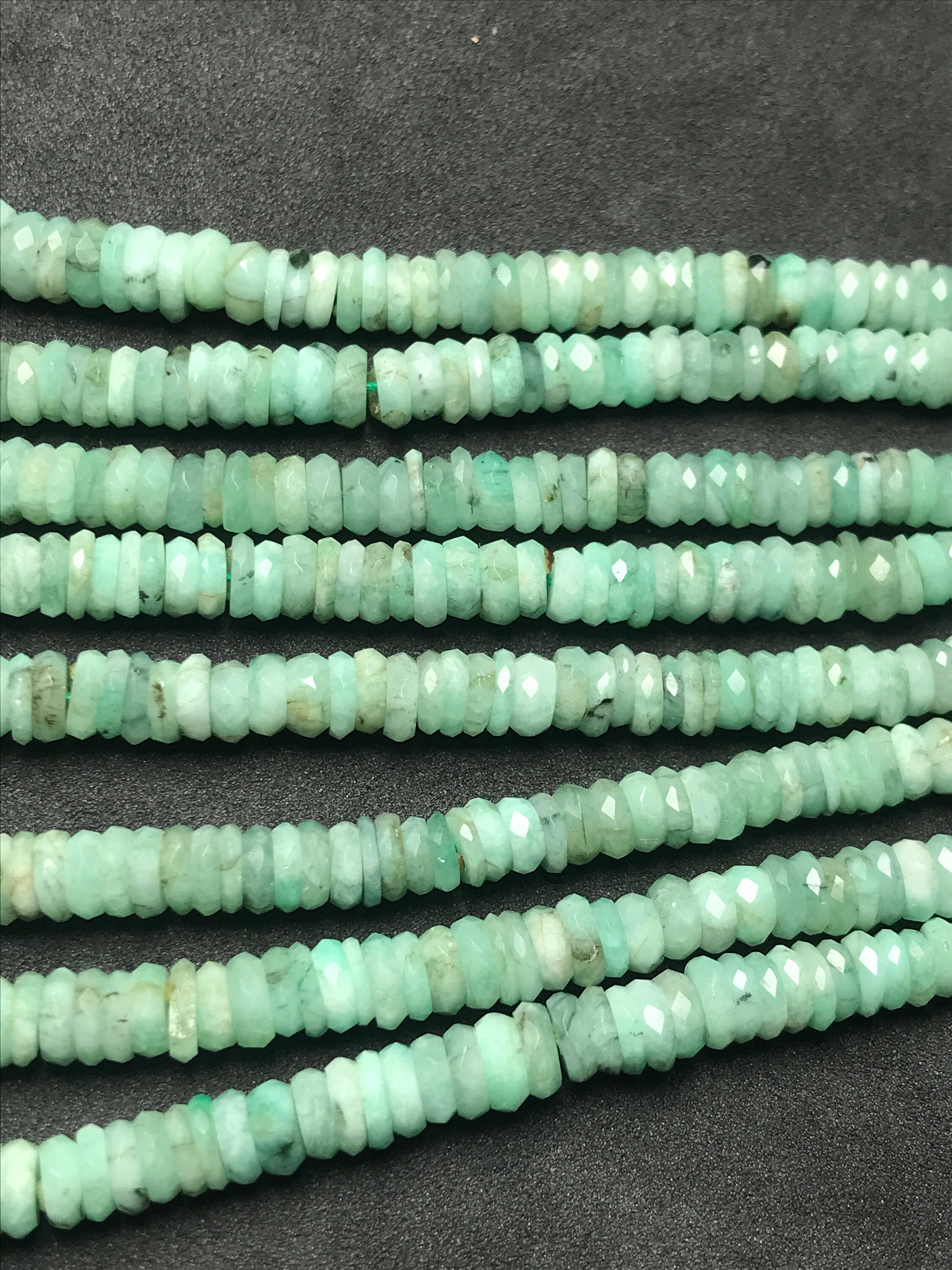 New Brand Natural Emerald Tyre Heishi Shape Faceted Beads, 4.5-7 Mm Approx Emerald Beads 16 Inches Strand An Amazing Item