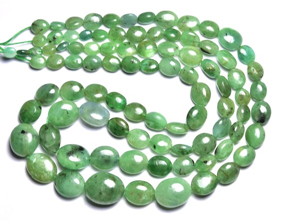 Emerald Oval Beads - 15 Inches - Natural Beautiful Emerald Smooth Oval,finest Natural Color Emerald,size Is 6-13mm #175 Emerald Oval Beads - 15 Inches - Natural Beautiful Emerald Smooth Oval,finest Natural Color Emerald,size Is 6-13mm #175