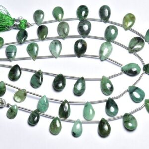 Emerald Pear Beads - 8 inches - Natural Beautiful Emerald Smooth Finest Quality Briolette - Size is 6x9 - 8x12 mm #2842 Emerald Pear Beads - 8 inches - Natural Beautiful Emerald Smooth Finest Quality Briolette - Size is 6x9 - 8x12 mm #2842