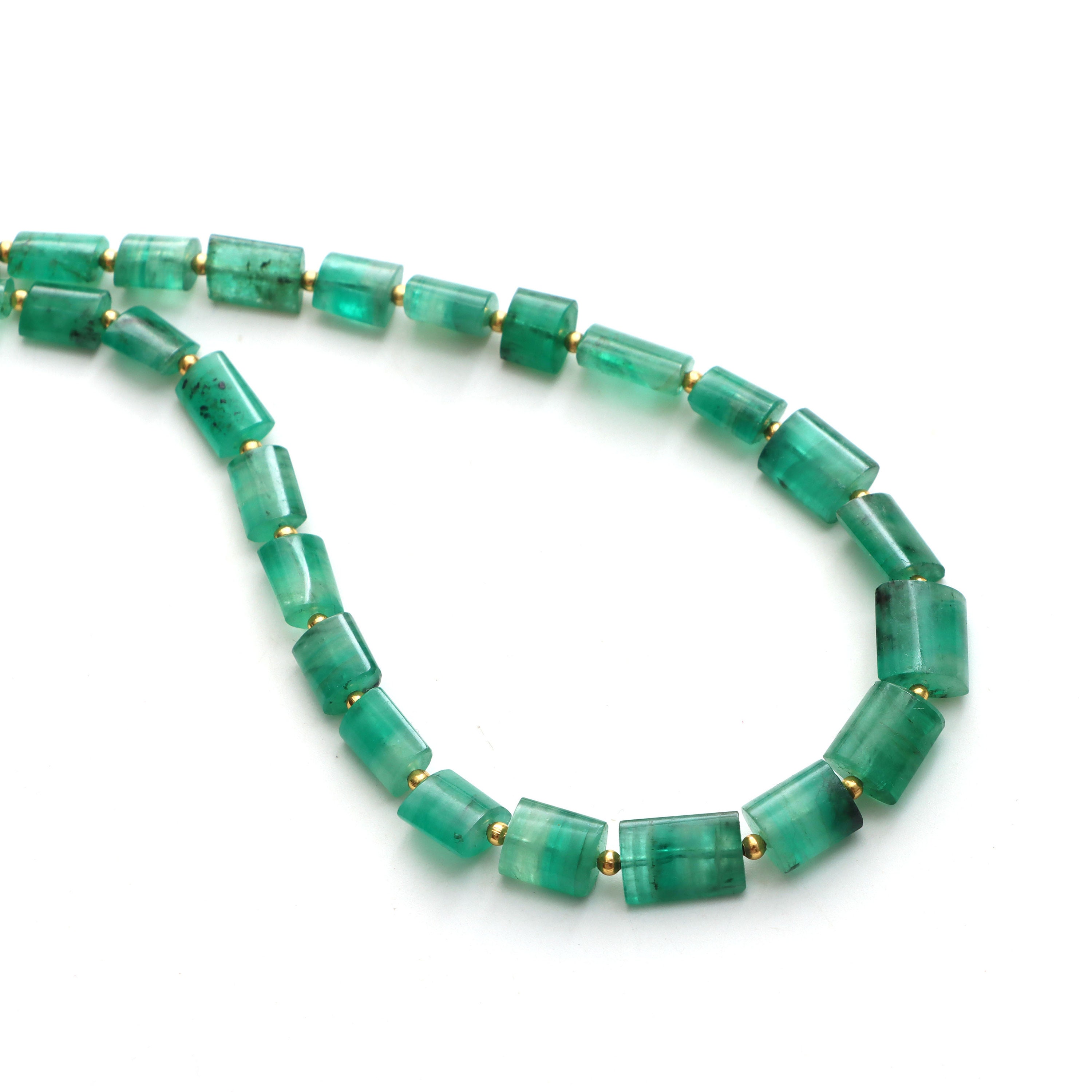 Emerald Smooth Cylinder Beads, 5.5x7 Mm To 9x10 Mm, Emerald Jewelry Making Beads, Plain Emerald Beads, 18 Inch Full Strand, Price Per Strand