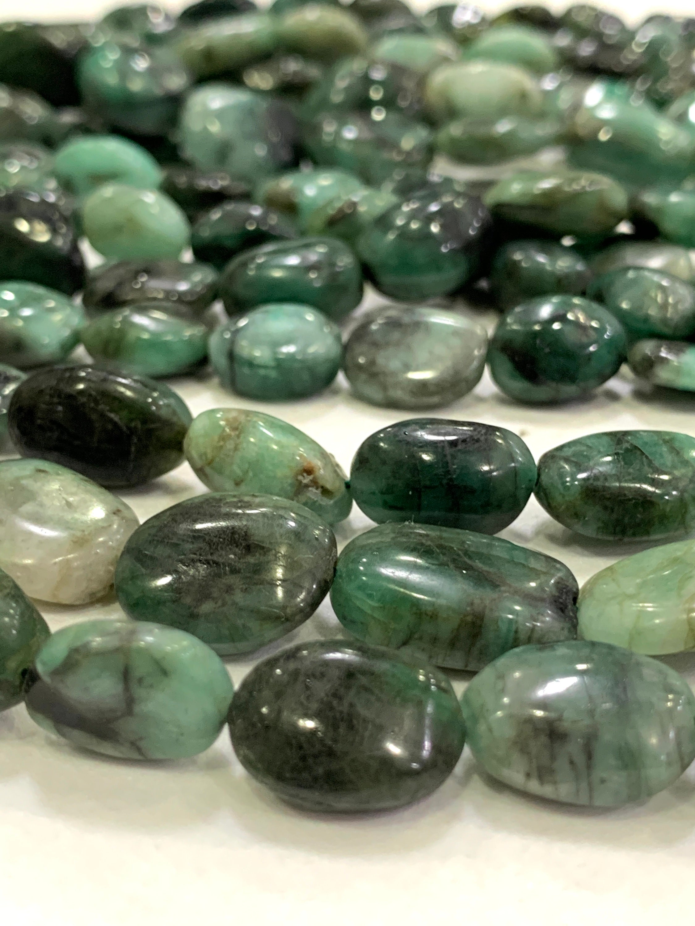 Emerald Smooth Oval Bead, Natural Green Emerald Beads Size 10/13 Mm Approx Strand Length "12" Inches For Jewelry Making, Aaa Wholesale Beads