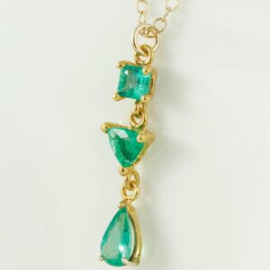 Emerald Drop Pendant: 14k Yellow Gold Fill, Sterling Silver, Geometric Design