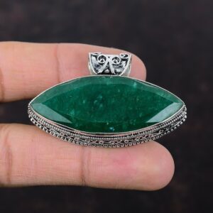 Faceted Zambian Emerald Pendant: Handmade Sterling Silver Boho Jewelry