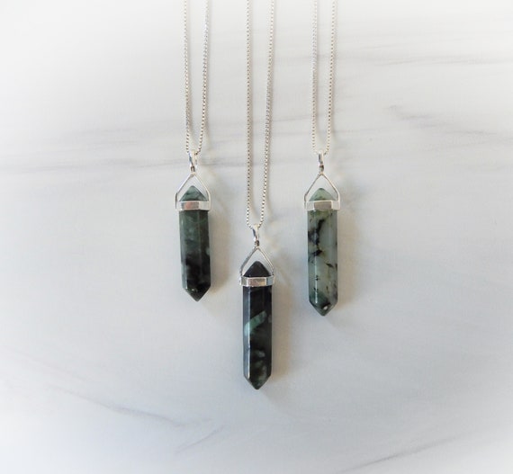 Emerald Gemstone Necklace, Genuine Raw Emerald, Green Emerald Point, Sterling Emerald Pendant, May Birthstone, Gemstone Appeal, Gsa Emerald Gemstone Necklace, Genuine Raw Emerald, Green Emerald Point, Sterling Emerald Pendant, May Birthstone, Gemstone Appeal, Gsa