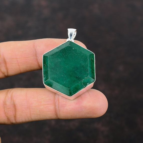 Handmade Zambian Emerald Pendant: 925 Sterling Silver Gemstone Jewelry