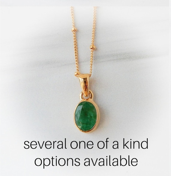 Emerald Necklace Gold • Green Emerald Pendant • May Birthstone Jewelry • Natural Emerald Pendant • Holiday Gift • Genuine Emerald Jewelry