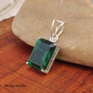 Emerald Pendant Necklace: Handmade 925 Sterling Silver Gemstone Jewelry