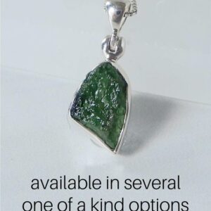 Emerald Necklace Sterling Silver • Rough Stone Emerald Pendant