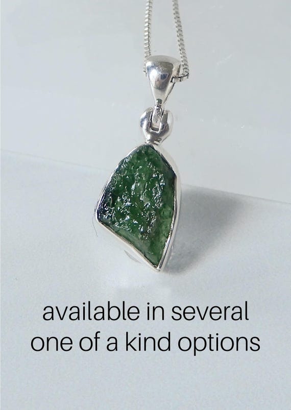 Emerald Necklace Sterling Silver • Rough Stone Emerald Pendant