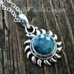Emerald Sun Pendant: Handmade Sterling Silver Necklace