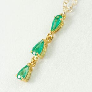 Yellow Gold Emerald Drop Pendant: Sterling Silver May Birthstone Necklace