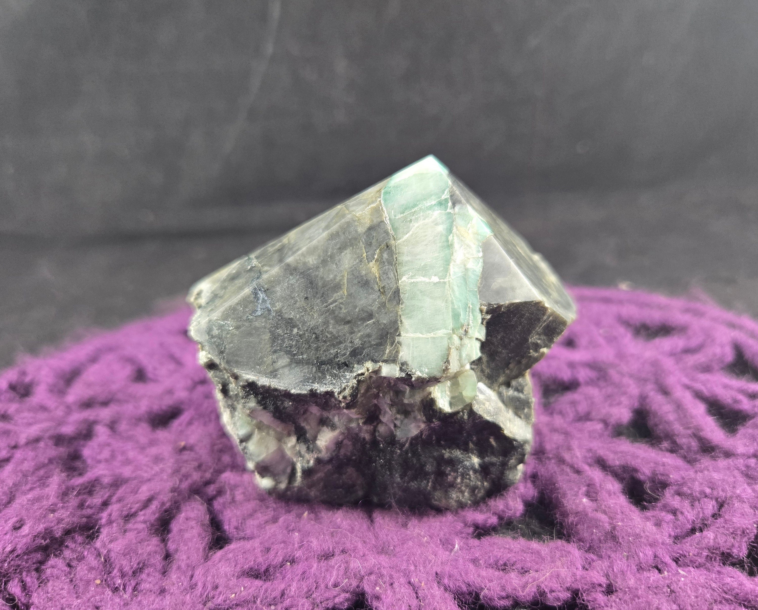 Emerald In Matrix Top Polished Crystal Point Stones Crystals Natural Green Black Unique Display Self Standing Brazil
