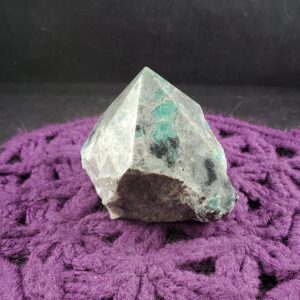 Emerald in Matrix Top Polished Crystal Point Stones Crystals Natural Green Black Unique Display Self standing Brazil