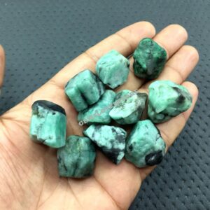 10 Raw Emeralds: Natural Rough Gemstone (20-22 MM)