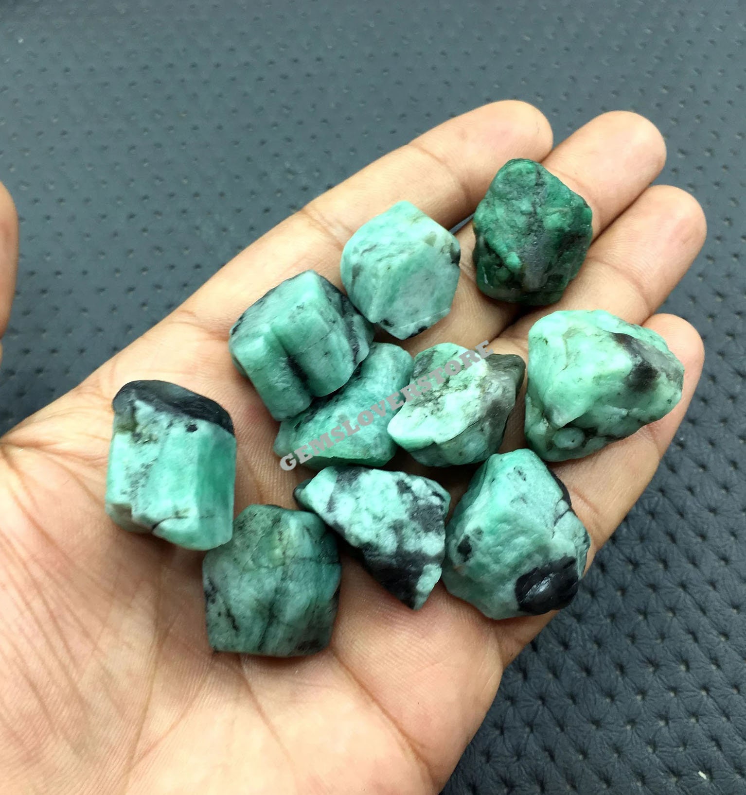 10 Raw Emeralds: Natural Rough Gemstone (20-22 Mm)