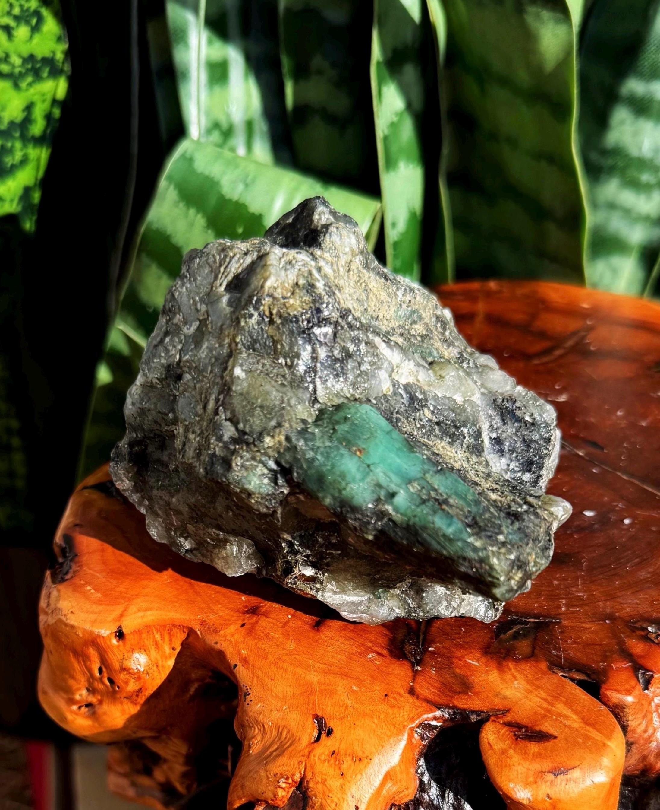 Natural Emerald In Matrix - Green Beryl Specimen - Healing Crystal - Emerald Crystal