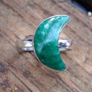 Handmade Emerald Sterling Silver Ring: Dainty Botanical Design
