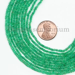 1.75-2.25mm Natural Emerald Beads, Emerald Smooth Rondelle Beads, Emerald Gemstone, Loose Emerald Beads For Making Jewelry, Plain Rondelles