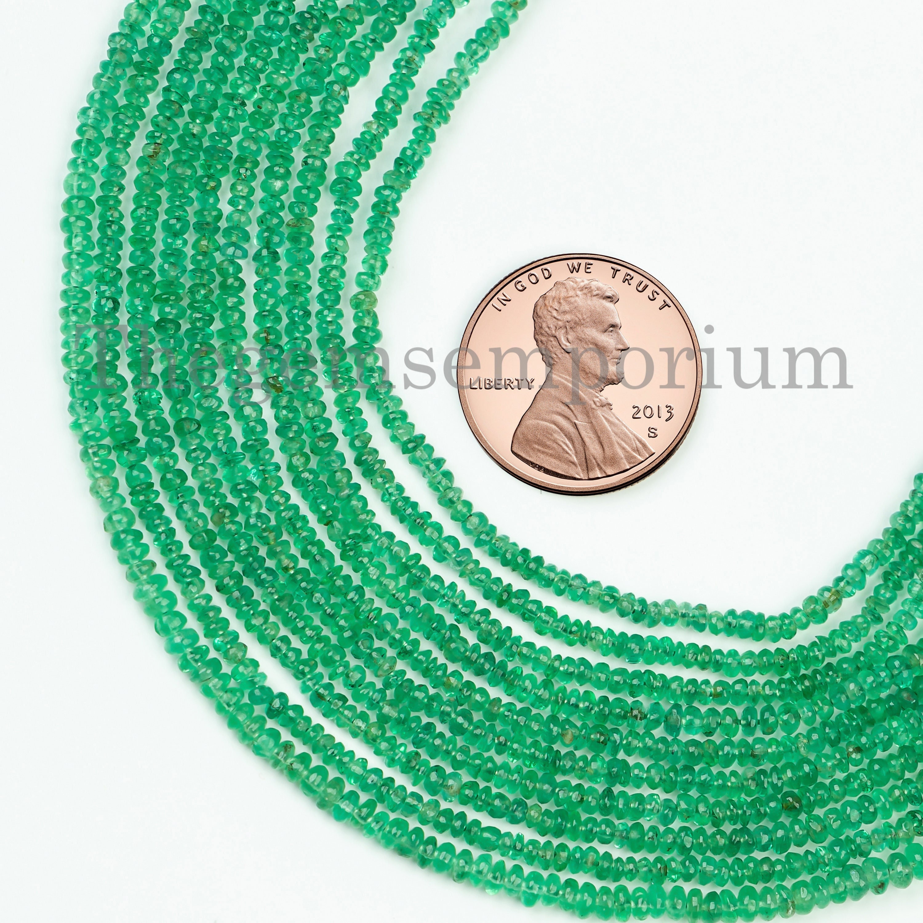1.75-2.25mm Natural Emerald Beads, Emerald Smooth Rondelle Beads, Emerald Gemstone, Loose Emerald Beads For Making Jewelry, Plain Rondelles