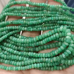 15 Inches Strand, Natural  Zambian Emerald Smooth Rondelles,Size.3-4mm