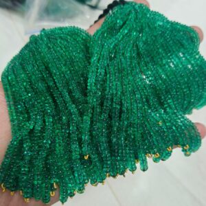 6 Inch Strand,Superb-Finest Quality,Natural Zambian Emerald Smooth Rondelles,Size.2-3mm