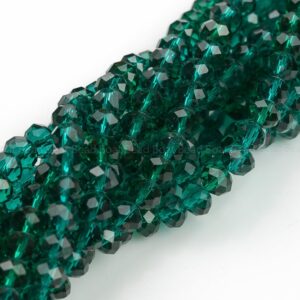 8mm Crystal Rondelle -1 Or 5 Or 10 Strands- Emerald Teal