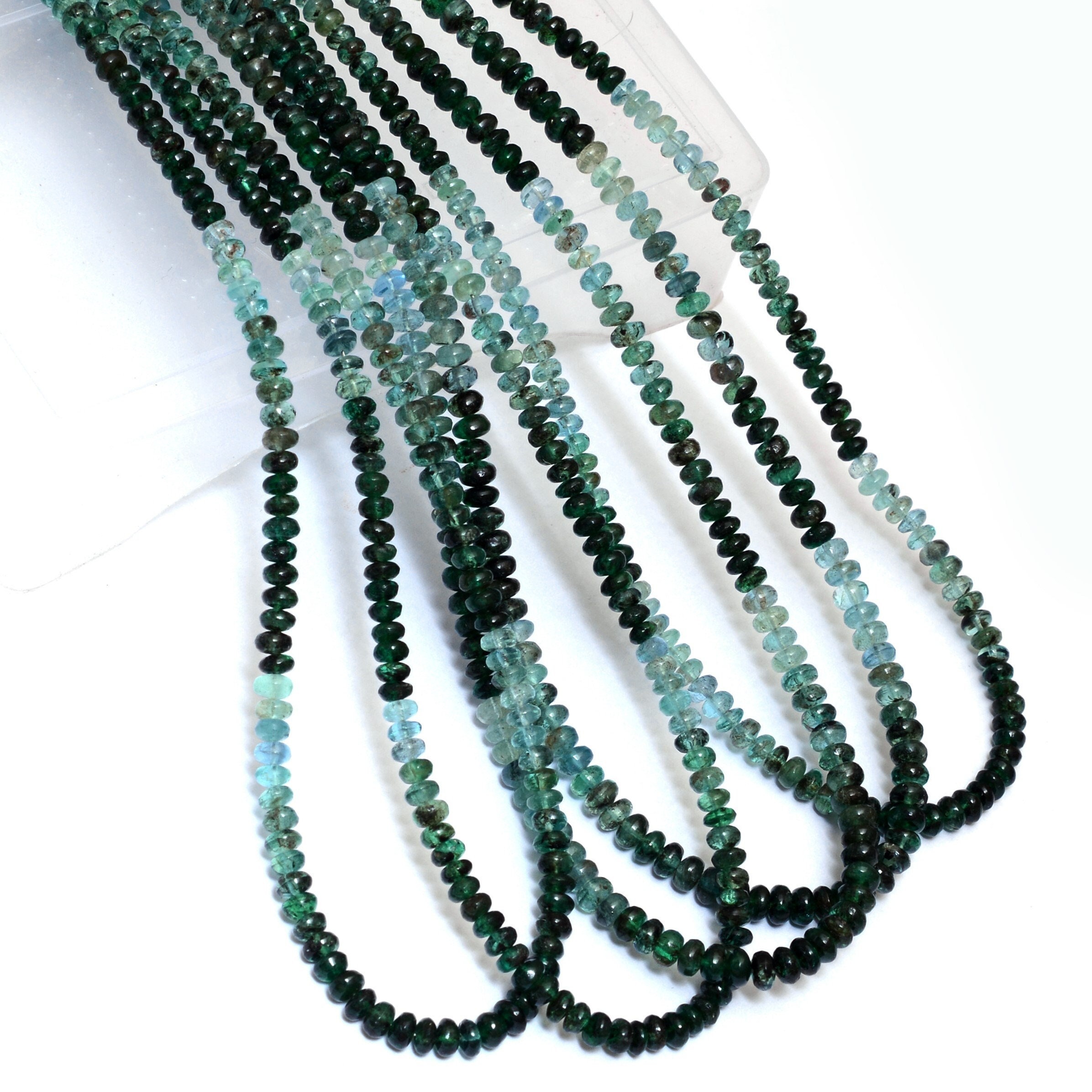 Aaa+ Multi Green Emerald 4mm Gemstone Smooth Rondelle Beads | 16" Strand | Natural Emerald Precious Gemstone Beads Strand For Jewelry Making
