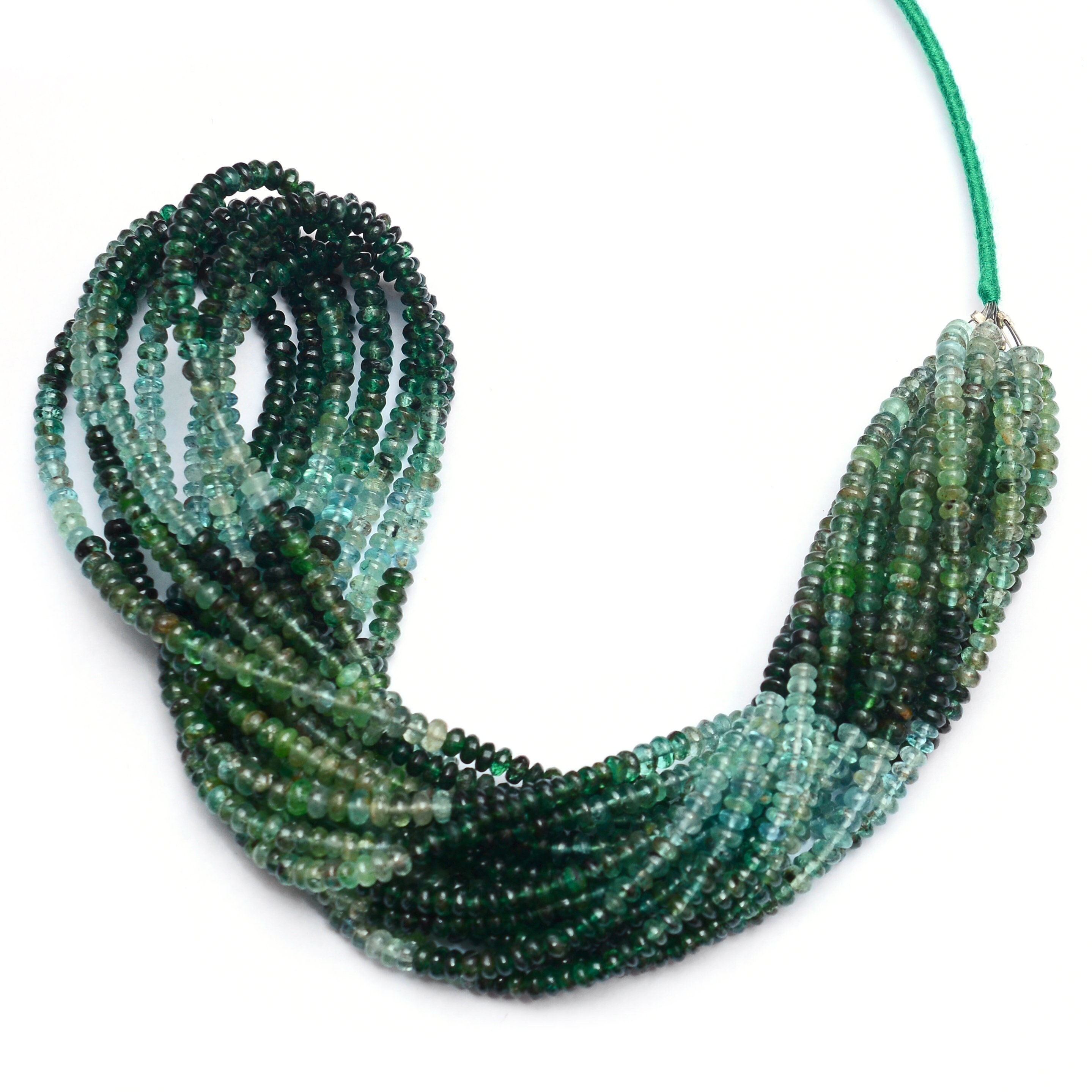 Aaa+ Multi Green Emerald 3mm-4mm Gemstone Smooth Rondelle Beads | 16" Strand | Natural Emerald Precious Gemstone Beads Strand For Jewelry