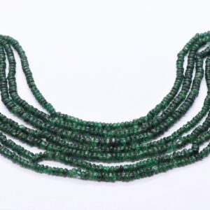 Aaa Zambia Emerald Smooth Rondelle Beads, 2.5-3.5 Mm Emerald Gemstone Beads, 6 Inch 100% Natural Plain Zambia Emerald Rondelle Beads