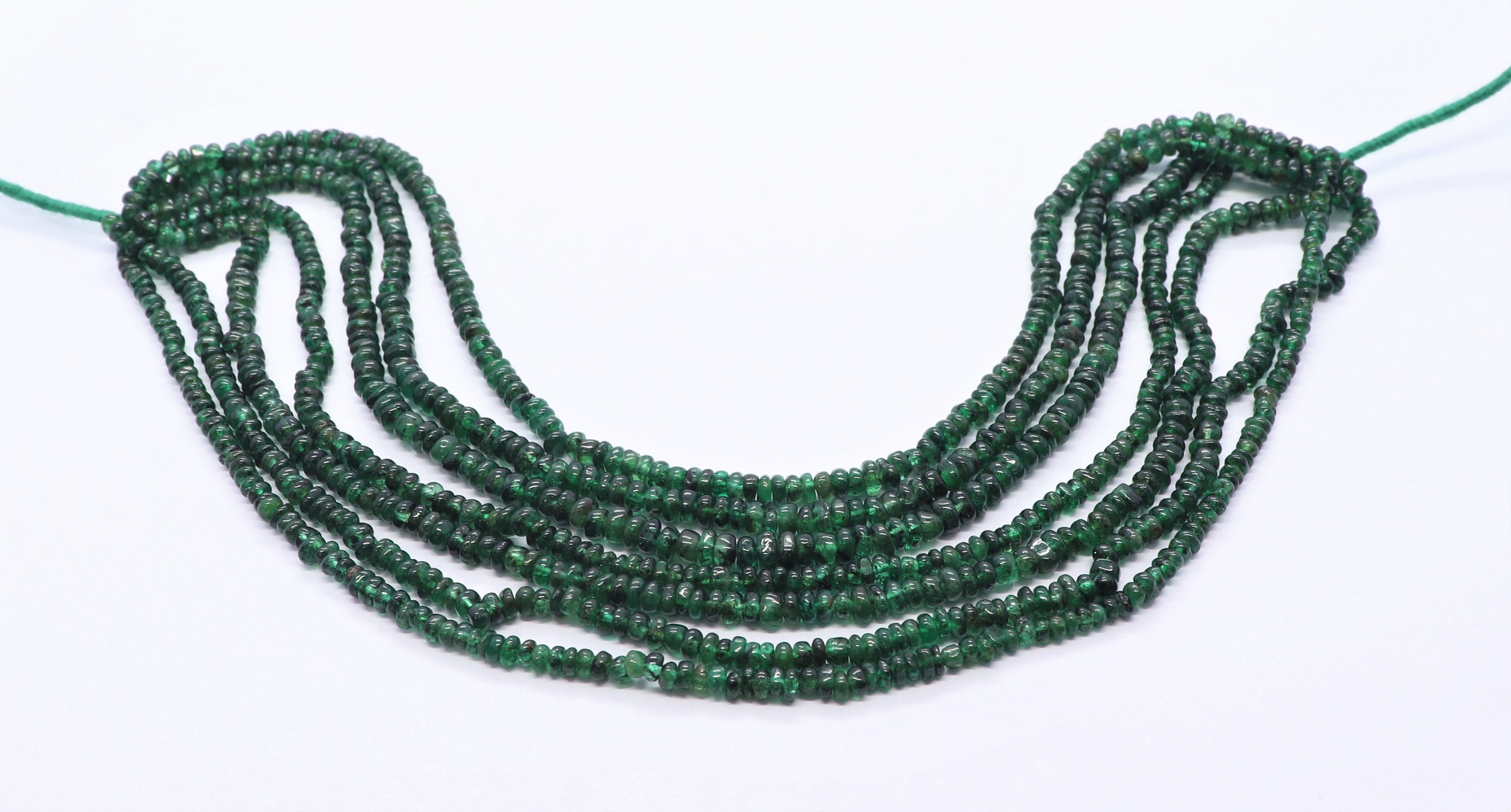 Aaa Zambia Emerald Smooth Rondelle Beads, 2.5-3.5 Mm Emerald Gemstone Beads, 6 Inch 100% Natural Plain Zambia Emerald Rondelle Beads